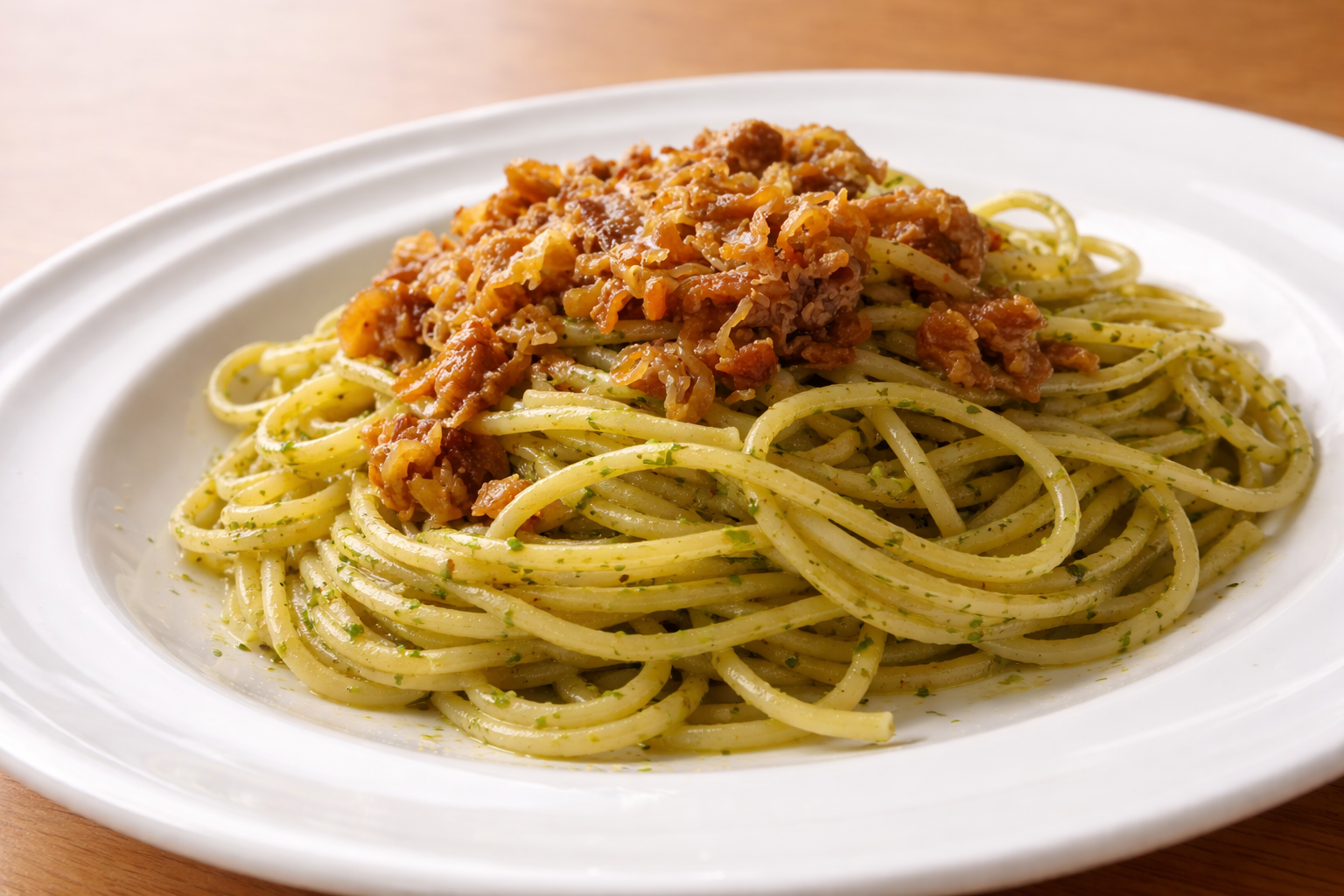 キノコとかしわ肉のスパゲティ